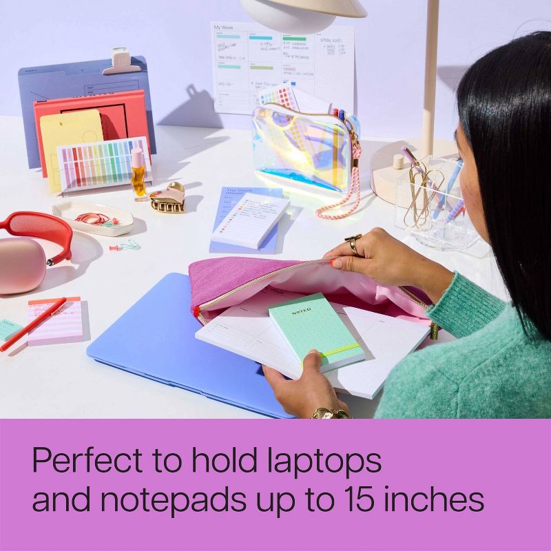 slide 3 of 6, Noted by Post-it Zip Top Canvas Laptop Pouch Magenta, 1 ct