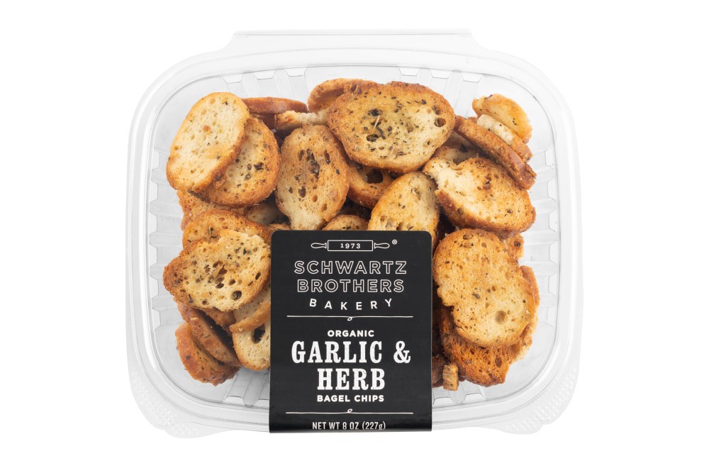 slide 1 of 1, Schwartz Brothers Bakery Organic Garlic & Herb Bagel Chips, 8 oz