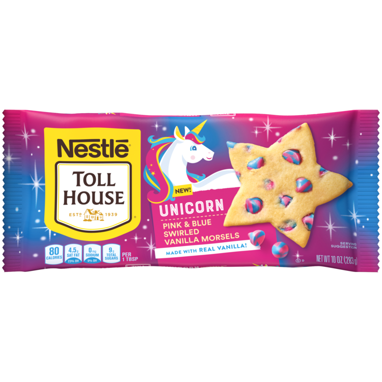 slide 1 of 1, NESTLE Toll House Unicorn Pink and Blue Swirled Vanilla Morsels 10 oz Bag, 10 oz