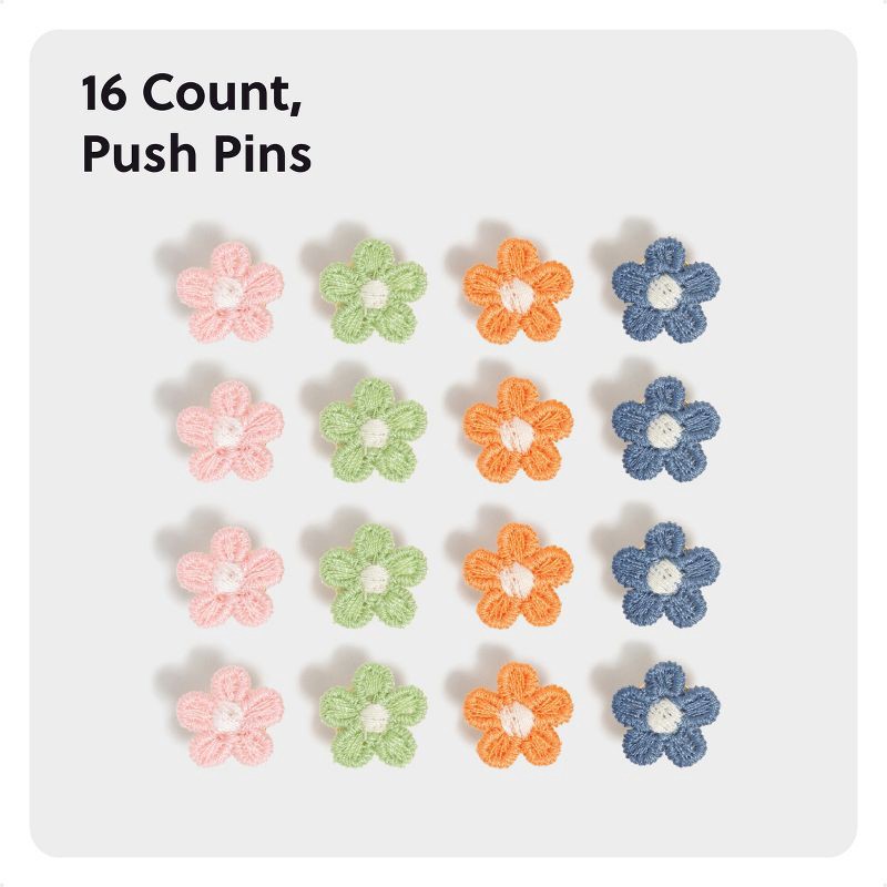 slide 3 of 6, U Brands 16ct Small Embroidered Floral Push Pins Artist Touch, 16 ct