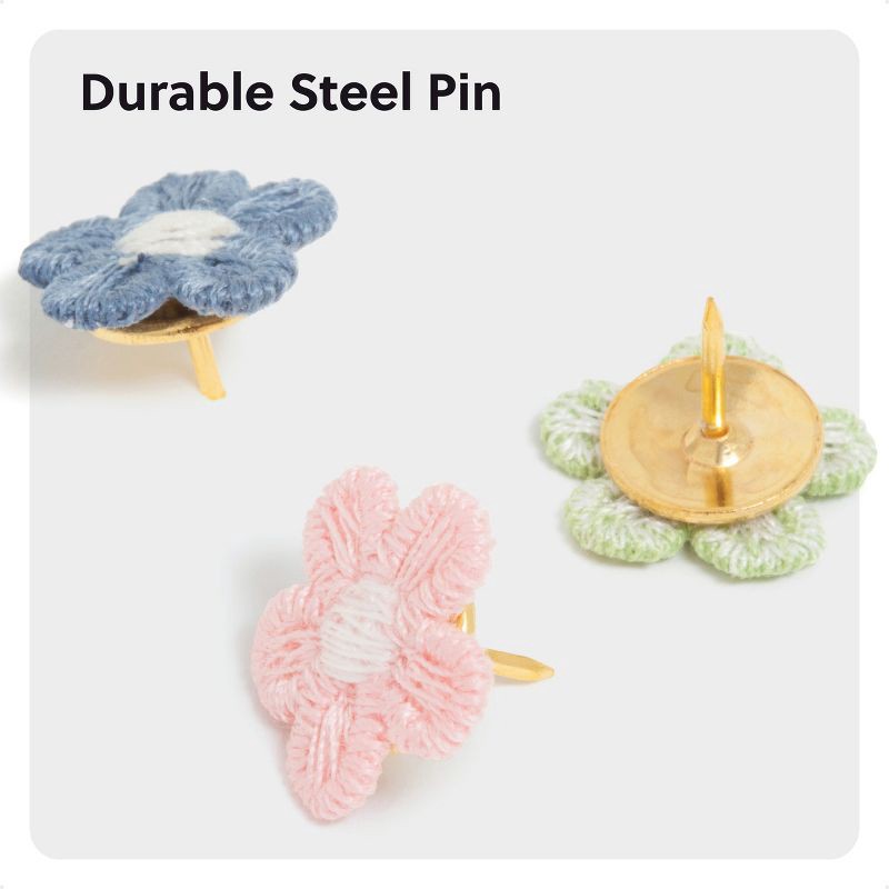 slide 5 of 6, U Brands 16ct Small Embroidered Floral Push Pins Artist Touch, 16 ct
