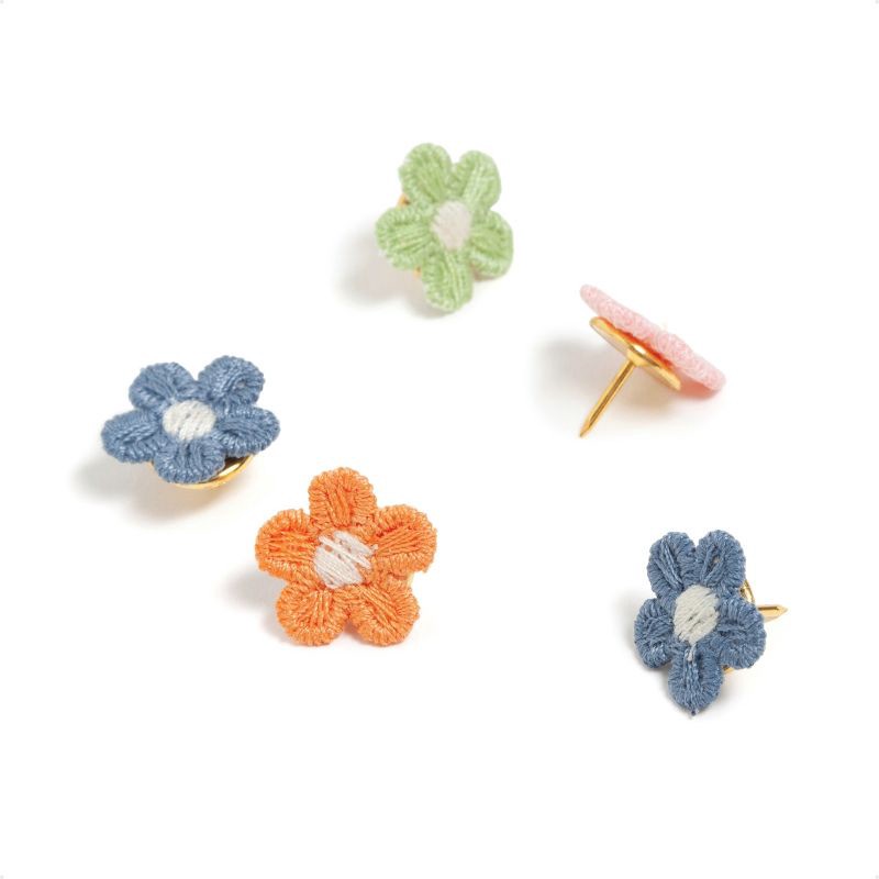 slide 1 of 6, U Brands 16ct Small Embroidered Floral Push Pins Artist Touch, 16 ct