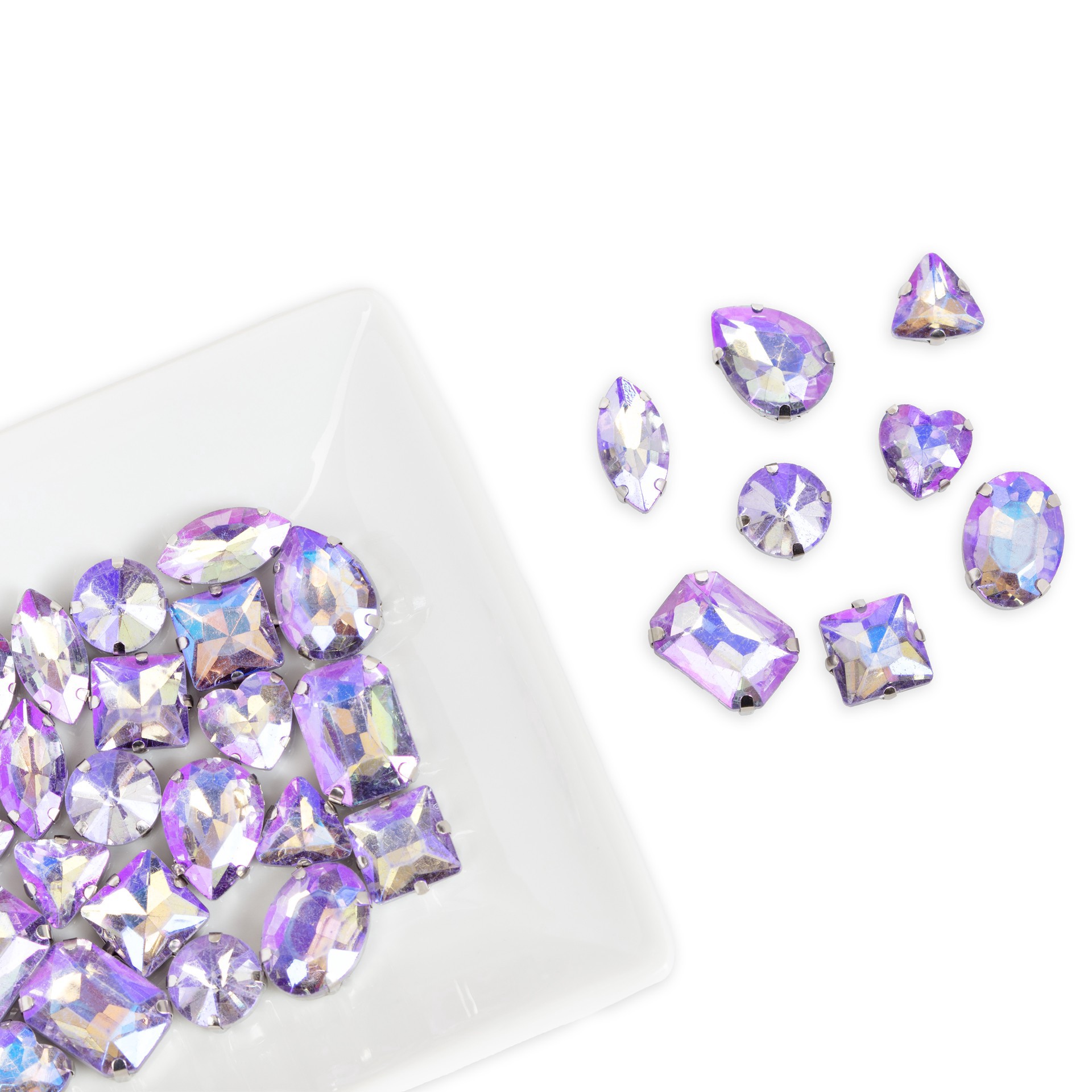 slide 2 of 6, Cousindiy Silver Mocha Light Amethyst Ab Glass Sew-On Rhinestones, 38ct., 38 ct