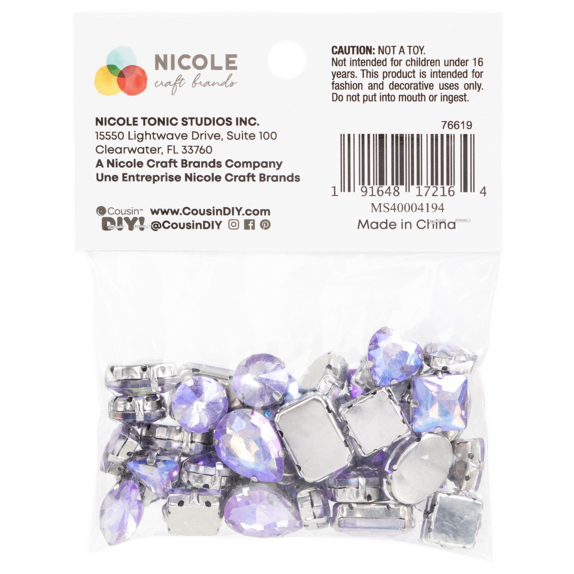 slide 6 of 6, Cousindiy Silver Mocha Light Amethyst Ab Glass Sew-On Rhinestones, 38ct., 38 ct