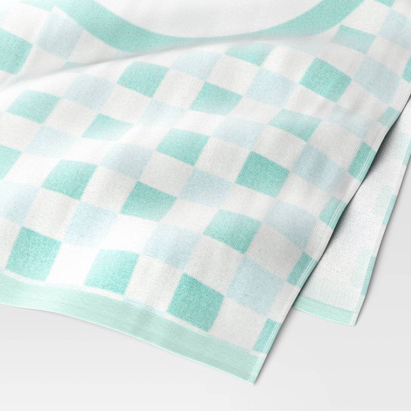 slide 3 of 3, Checkered Smile Beach Towel Aqua - Sun Squad™, 1 ct