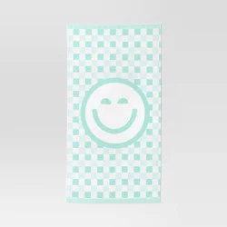 Checkered Smile Beach Towel Aqua - Sun Squad™