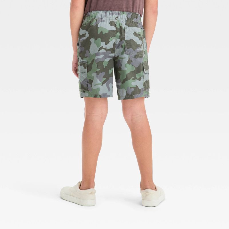 slide 2 of 3, Boys' Pull-On 'Above the Knee' Cargo Shorts - Cat & Jack™ Green XL: Camouflage, Twill, Mid Rise, 1 ct