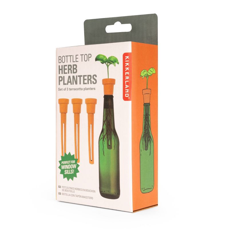 slide 3 of 3, Kikkerland Everyday Gifting Bottle Top Herb Planters, 1 ct