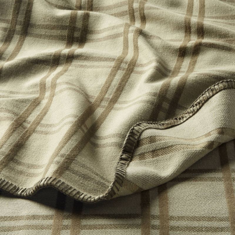 slide 3 of 3, King Brushed Cotton Blanket Green Tonal Plaid - Threshold™, 1 ct