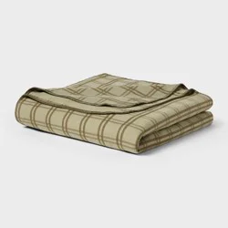 Full/Queen Brushed Cotton Blanket Green Tonal Plaid - Threshold™