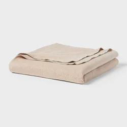 Full/Queen Brushed Cotton Blanket Solid Khaki - Threshold™