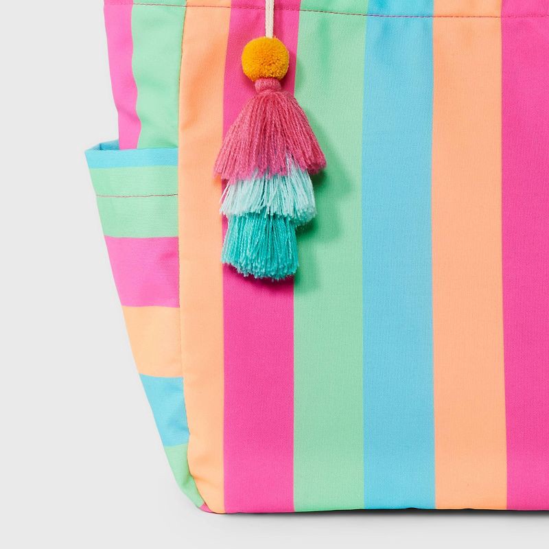 slide 4 of 4, Girls' Canvas Beach Tote Bag - Cat & Jack™️: Striped Softside Handbag, Double Shoulder Handles, 1 ct