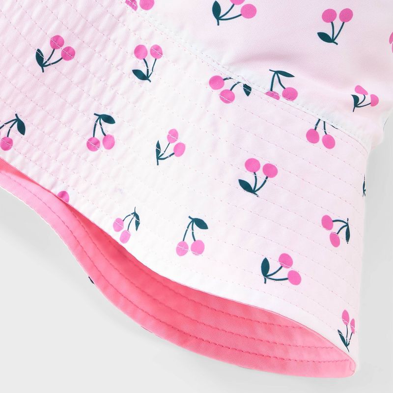 slide 4 of 4, Girls' Cherries Reversible Bucket Hat - Cat & Jack™️ Pink: UPF 50+, Lightweight, Kids Woven Hat, 1 ct