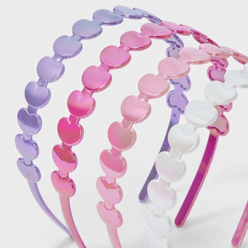 slide 3 of 3, Girls' 4pk Plastic Heart Headband - Cat & Jack™️: Fashion Accessory for All Hair Types, 4 ct
