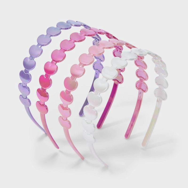 slide 1 of 3, Girls' 4pk Plastic Heart Headband - Cat & Jack™️: Fashion Accessory for All Hair Types, 4 ct