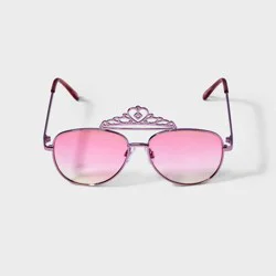 Girls' Crown Aviator Sunglasses - Cat & Jack™ Metallic Pink: UV Protection, Adjustable Nose Pads