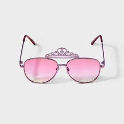 Girls' Crown Aviator Sunglasses - Cat & Jack™ Metallic Pink: UV Protection, Adjustable Nose Pads