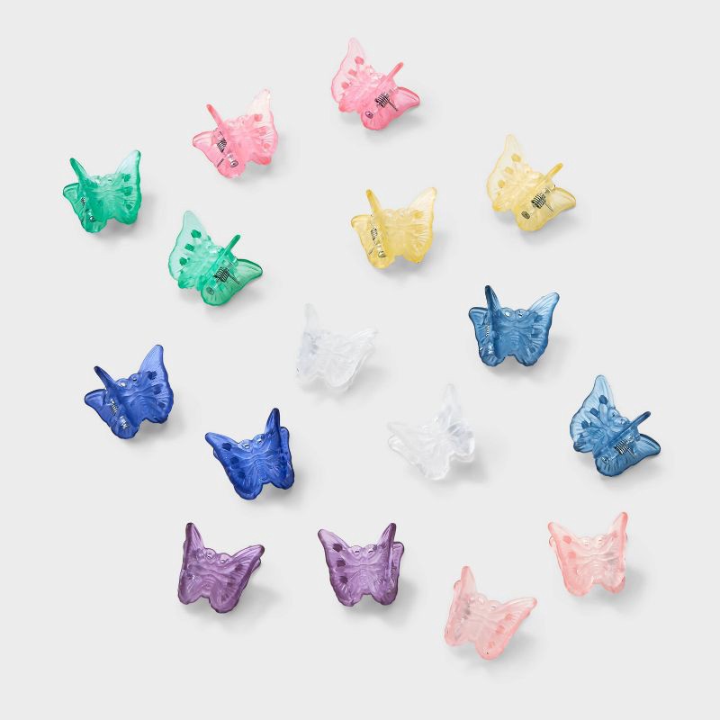 slide 1 of 3, Girls' 16pk Mini Butterfly Clips Set - Cat & Jack™️: Fashion Hair Accessories, All Hair Types, 16 ct