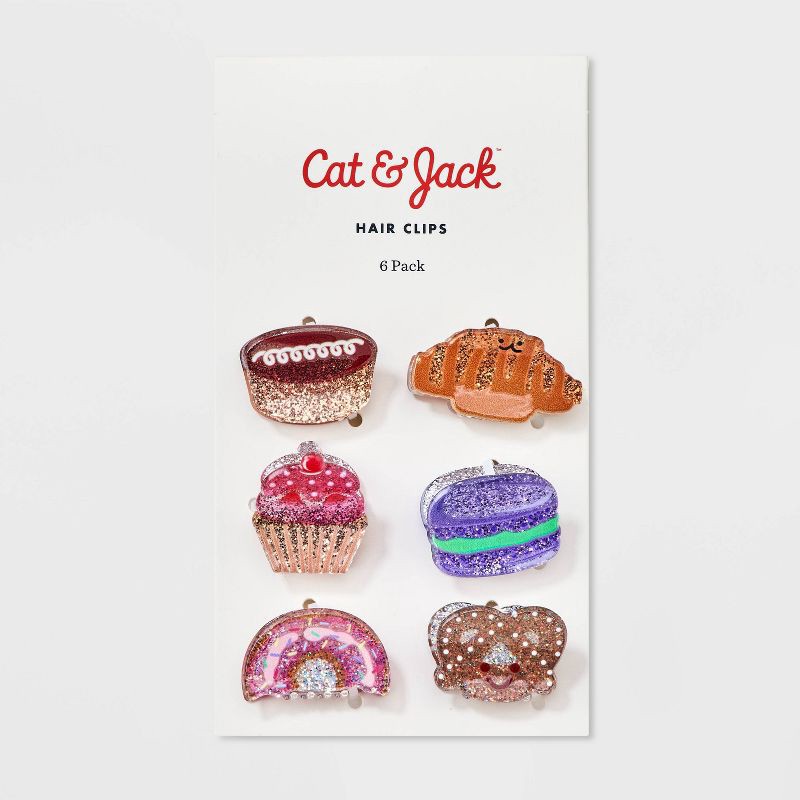slide 2 of 3, Girls' 6pk Dessert Themed Claw Clip Set - Cat & Jack™: Solid Hair Styling Accessory, All Hair Types, 6 ct