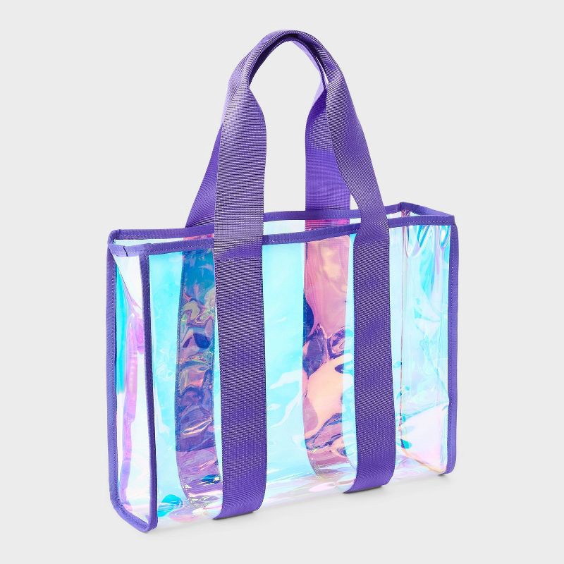 slide 2 of 4, Girls' Vinyl Swim Tote Handbag - art class™ Iridescent Purple: Lightweight TPU Shell, Double Handle, 1 ct