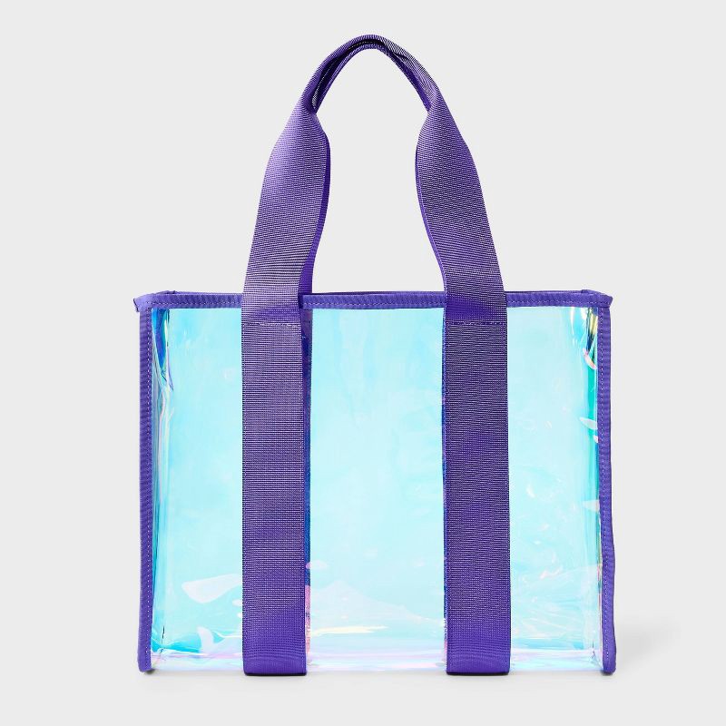 slide 1 of 4, Girls' Vinyl Swim Tote Handbag - art class™ Iridescent Purple: Lightweight TPU Shell, Double Handle, 1 ct