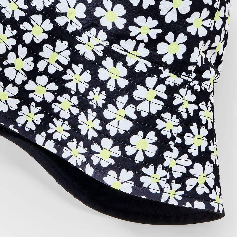 slide 4 of 4, Girls' Reversible Daisy Printed Bucket Hat - art class™ Black: UPF 50+, Lightweight, Floral Pattern, 1 ct