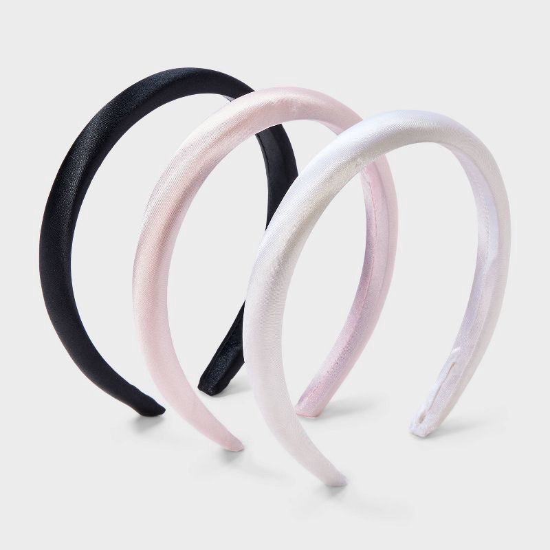 slide 1 of 3, Girls' 3pk Padded Headband - art class™ Pink/White/Black: Fashion Accessory for All Hair Types, 3 ct