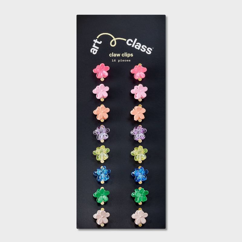 slide 2 of 3, Girls' 16pk Flower Micro Mini Claw Clips - art class™: Fashion Hair Accessories, Acrylic Material, Ages 10-12, 16 ct
