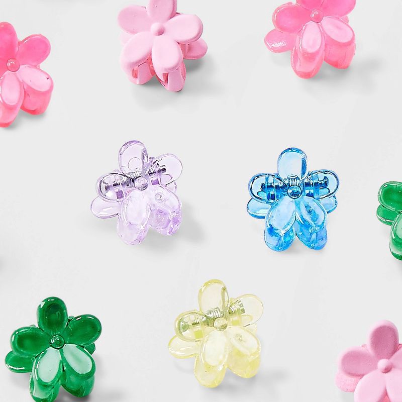 slide 3 of 3, Girls' 16pk Flower Micro Mini Claw Clips - art class™: Fashion Hair Accessories, Acrylic Material, Ages 10-12, 16 ct