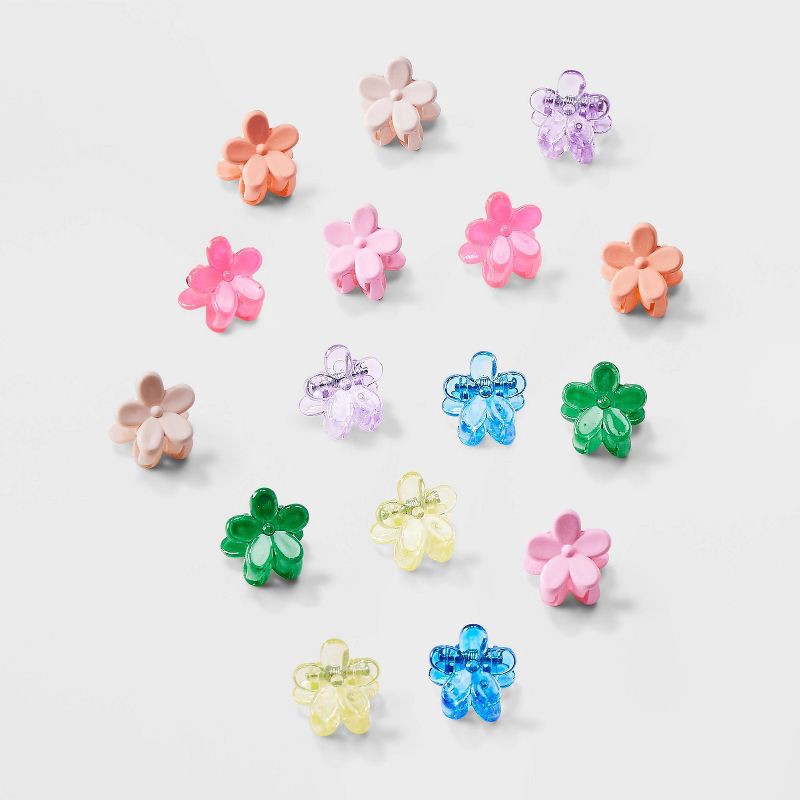 slide 1 of 3, Girls' 16pk Flower Micro Mini Claw Clips - art class™: Fashion Hair Accessories, Acrylic Material, Ages 10-12, 16 ct