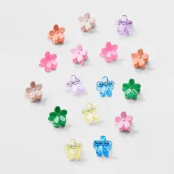 Girls&#x27; 16pk Flower Micro Mini Claw Clips - art class™: Fashion Hair Accessories, Acrylic Material, Ages 10-12