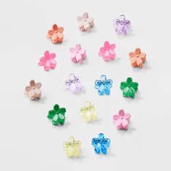 Girls' 16pk Flower Micro Mini Claw Clips - art class™: Fashion Hair Accessories, Acrylic Material, Ages 10-12