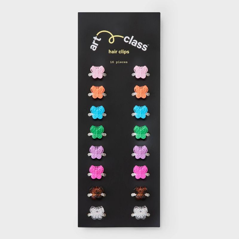 slide 2 of 3, Girls' 16pk Micro Mini Butterfly Claw Clip - art class™: Fashion Hair Accessories for All Hair Types, Ages 3+, 16 ct
