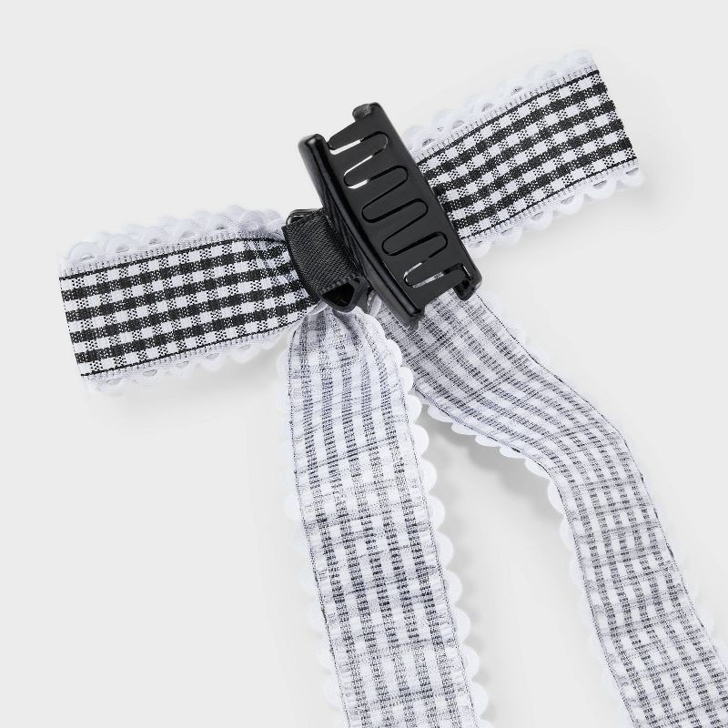 slide 3 of 4, Girls' 2pk Gingham Bow Claw Clip Set - art class™ Black/White: Classic Pattern Hair Styling Accessory, All Hair Types, 2 ct