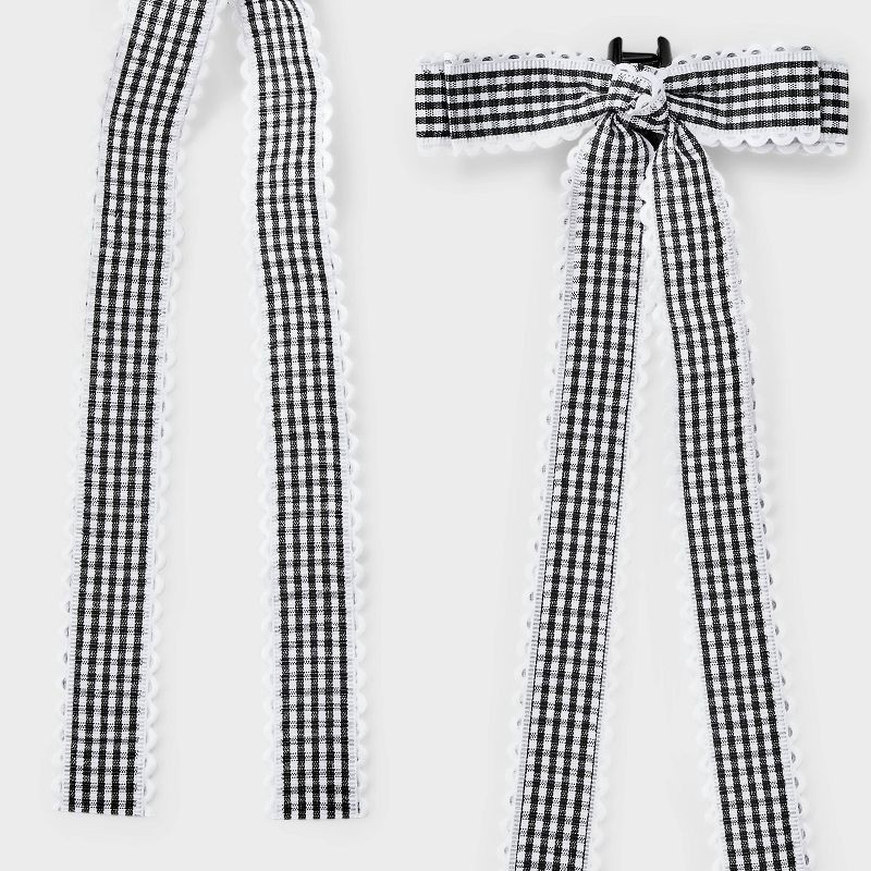 slide 4 of 4, Girls' 2pk Gingham Bow Claw Clip Set - art class™ Black/White: Classic Pattern Hair Styling Accessory, All Hair Types, 2 ct