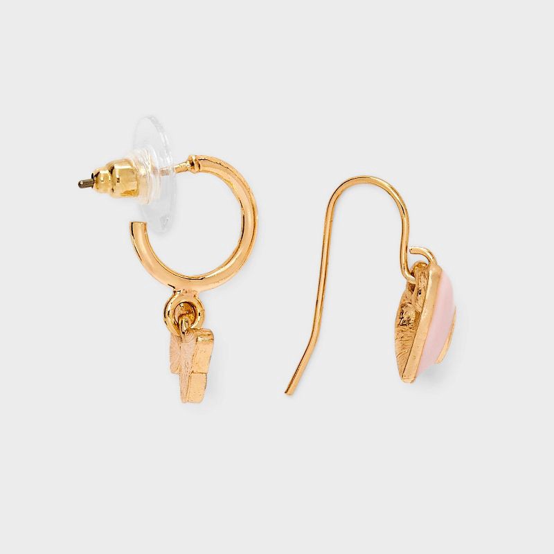 slide 3 of 3, Girls' 20pk Foods Earring Set - Cat & Jack™ Blue/Pink: Stud Earrings, Recycled Zinc, Acrylic, 20 ct