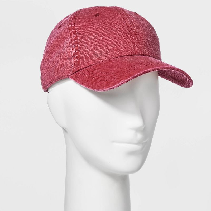 slide 2 of 4, Denim Baseball Hat - Universal Thread™ Berry Red: 100% Cotton, Adjustable Back Tuck, Midweight Twill, One Size Fits Most, 1 ct