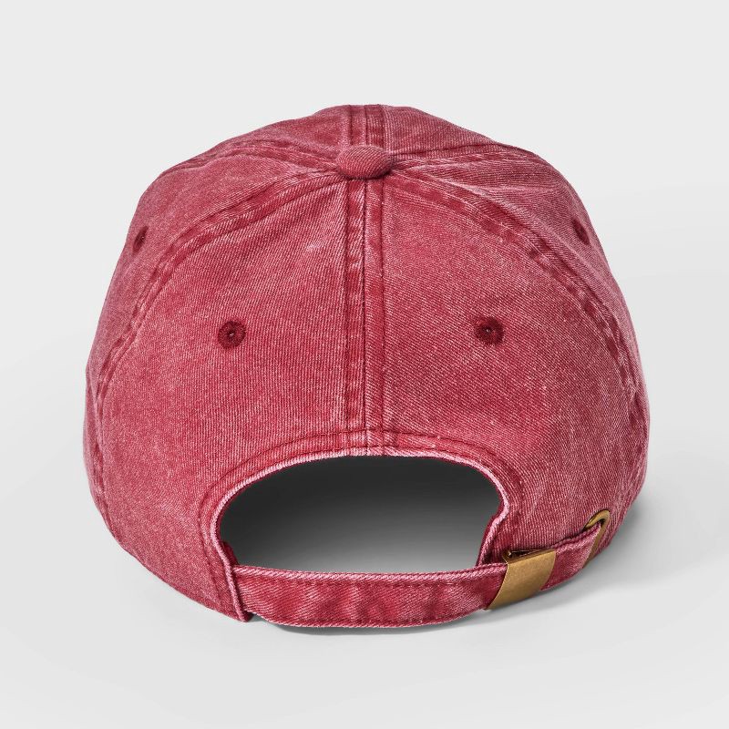 slide 3 of 4, Denim Baseball Hat - Universal Thread™ Berry Red: 100% Cotton, Adjustable Back Tuck, Midweight Twill, One Size Fits Most, 1 ct