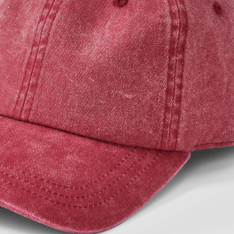 slide 4 of 4, Denim Baseball Hat - Universal Thread™ Berry Red: 100% Cotton, Adjustable Back Tuck, Midweight Twill, One Size Fits Most, 1 ct