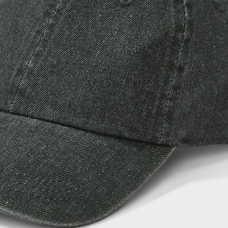 slide 4 of 4, Denim Baseball Hat - Universal Thread™ Black: Adjustable Twill Cap, Midweight Fabric, Solid Pattern, 1 ct