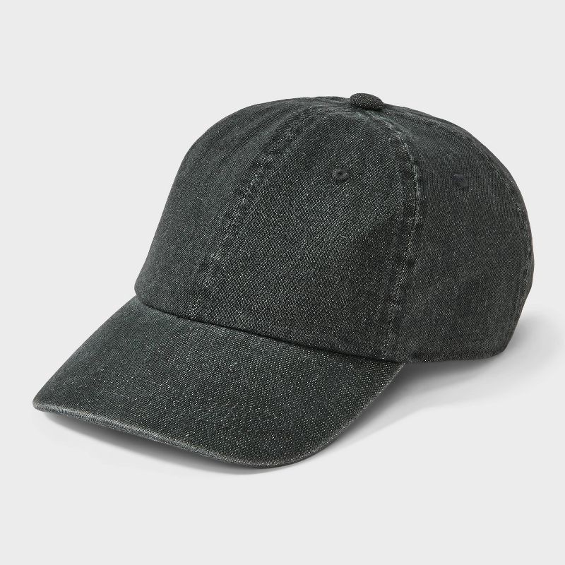 slide 1 of 4, Denim Baseball Hat - Universal Thread™ Black: Adjustable Twill Cap, Midweight Fabric, Solid Pattern, 1 ct