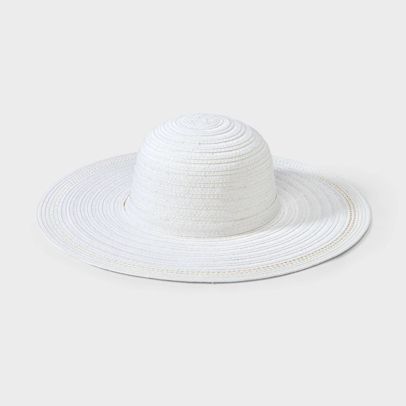 slide 3 of 5, Straw Essential Floppy Hat - Shade & Shore™ White: Sun Protection, Adjustable Strap, Woven Design, 1 ct