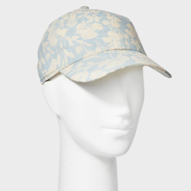 slide 2 of 4, Women's Cotton Floral Print Baseball Hat - A New Day™ Blue: Adjustable Midweight Woven Cap, 1 ct