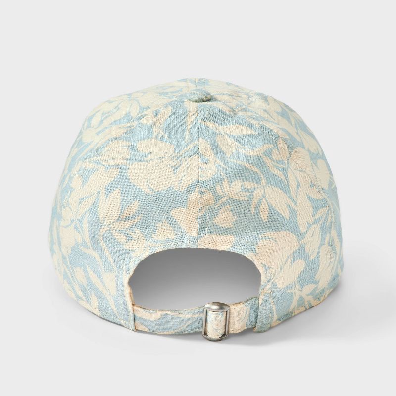 slide 3 of 4, Women's Cotton Floral Print Baseball Hat - A New Day™ Blue: Adjustable Midweight Woven Cap, 1 ct