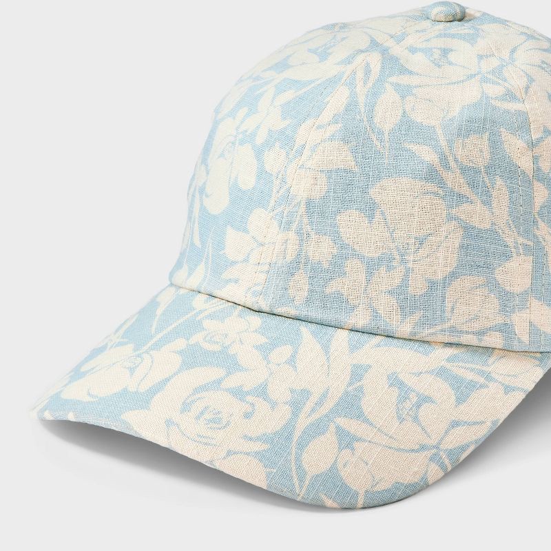 slide 4 of 4, Women's Cotton Floral Print Baseball Hat - A New Day™ Blue: Adjustable Midweight Woven Cap, 1 ct