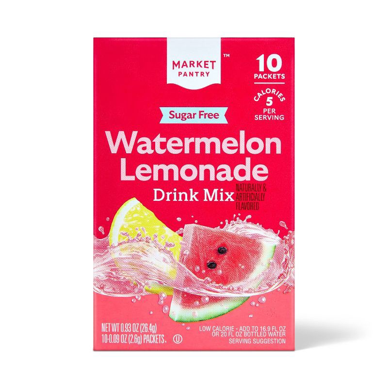 slide 1 of 3, Watermelon Lemonade Sugar-Free Drink Mix - 10ct Market Pantry™, 10 ct