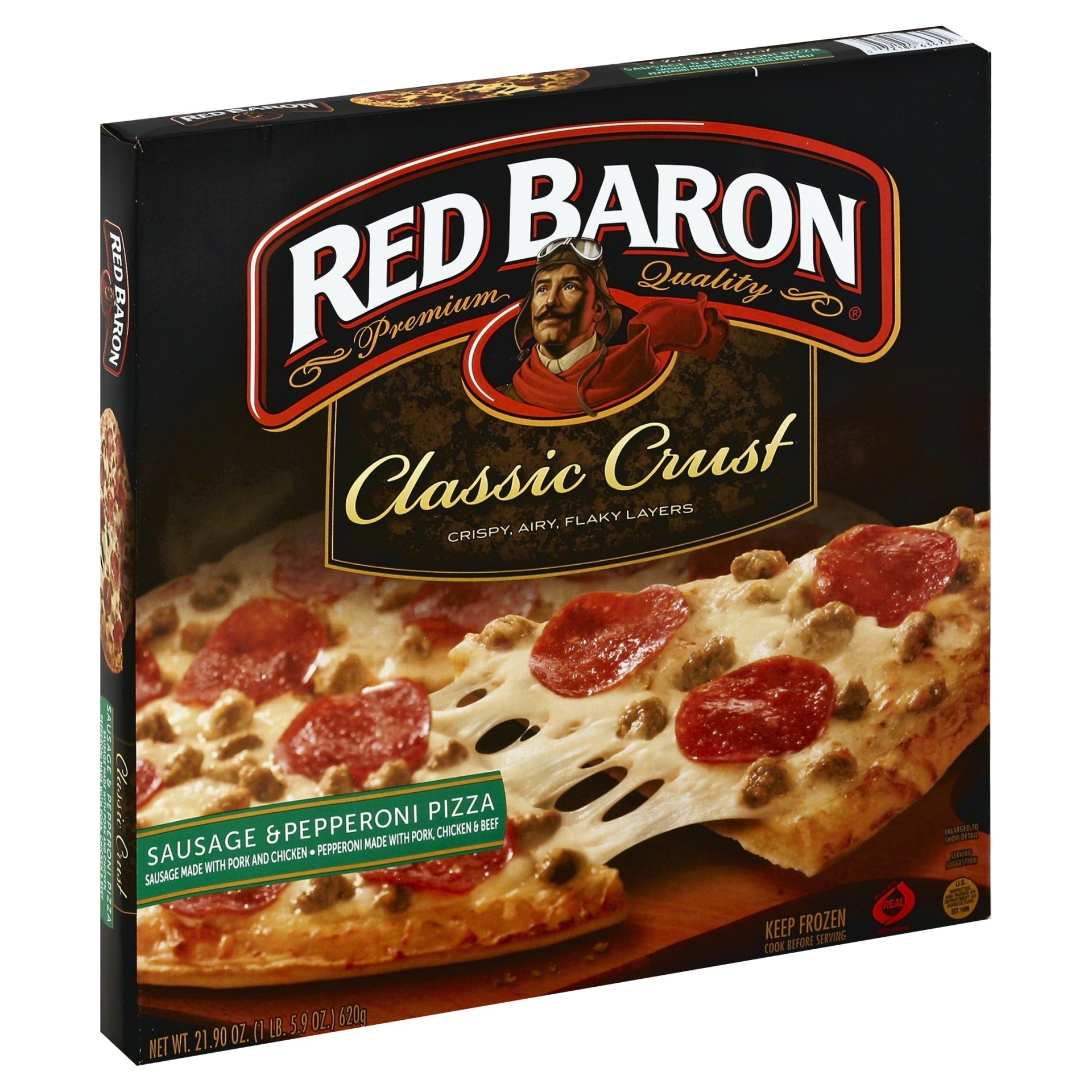 slide 1 of 1, Red Baron Classic Crust Sausage & Pepperoni Pizza, 21.9 oz