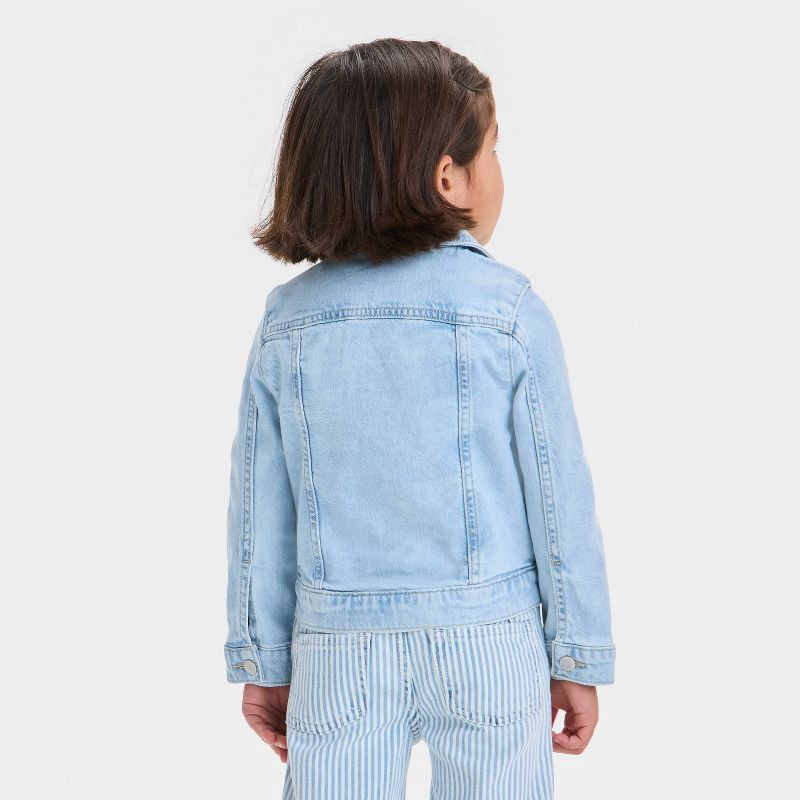 slide 2 of 3, Toddler Girls' Light Wash Denim Jacket - Cat & Jack™ Light Wash 12M: Midweight, Faux Pocket, 1 ct