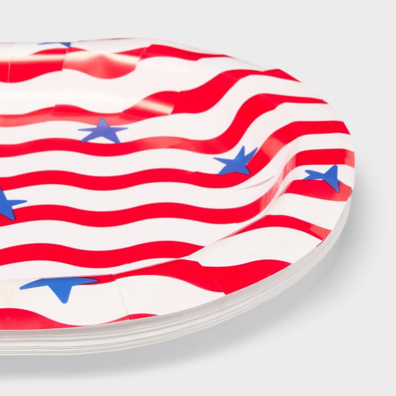 slide 2 of 2, Oval Platter Disposable Plates 12"x9.25" Red White Blue Stars and Stripes - 10ct - Sun Squad™, 10 ct