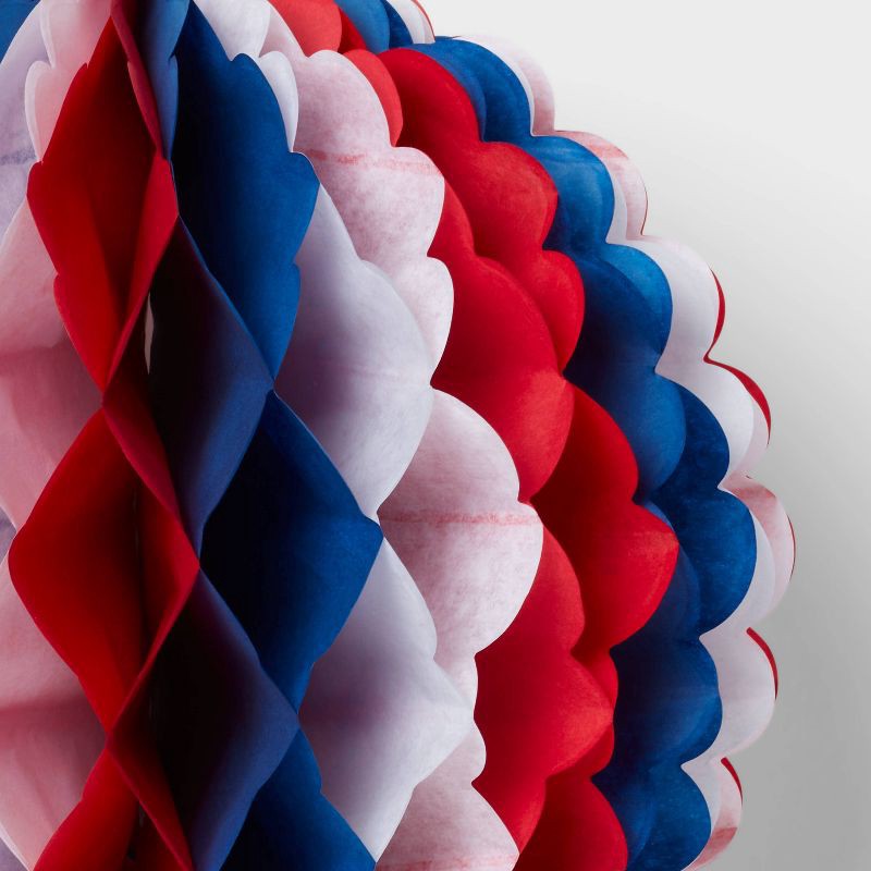 slide 3 of 3, 2ct Hanging Round Honeycomb Dangler Party Decorations Red White and Blue - Sun Squad™, 2 ct